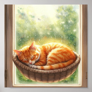 Poster Laranja Cat Napping
