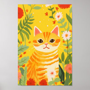 Poster Laranja Cat no Jardim
