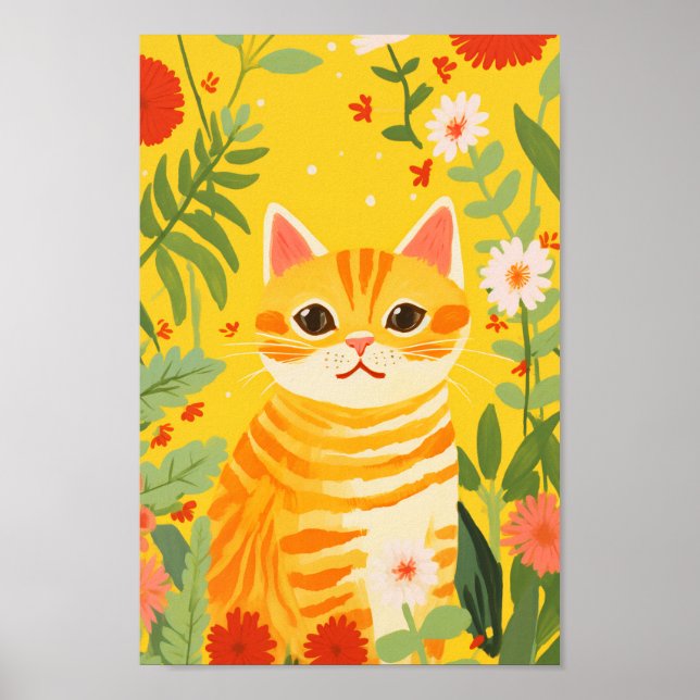 Poster Laranja Cat no Jardim (Frente)