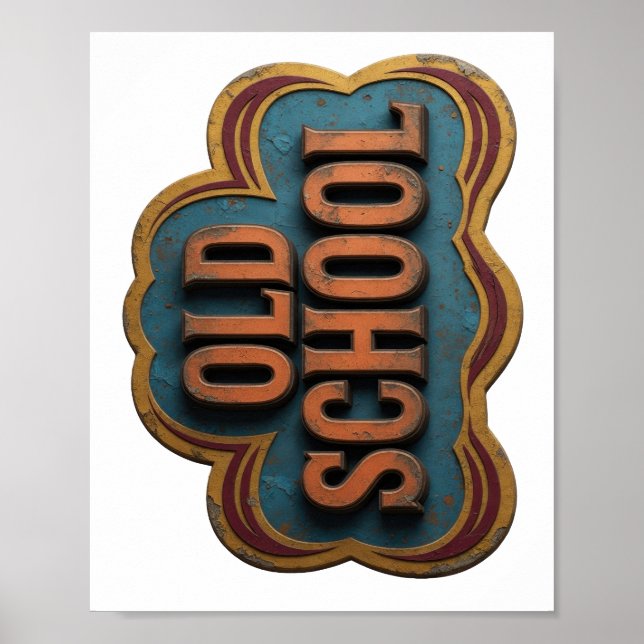 Poster Laranja Chic DESIGN Ousado ESTILO ANTIGO (Frente)