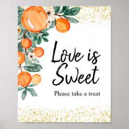 Poster Laranja Cítrica de Verão Aquarela O Amor é Doce