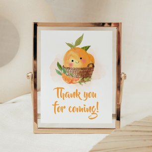 Poster Laranja Citrino Pequeno Fofinho Obrigado por Vir