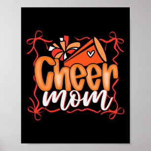 Poster Laranja Coquete Pom Poms Laço Torcedora Mãe Mamãe
