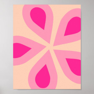 Poster Laranja E Floral Rosa