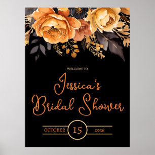 Poster Laranja e Preto, Halloween, Chuveiro Floral Nupcia