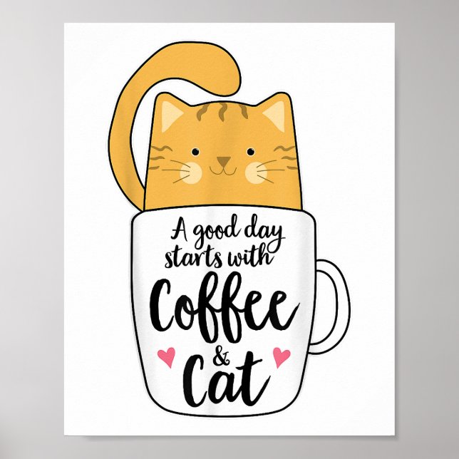Poster Laranja Engraçado Café Mug Cat Lover (Frente)