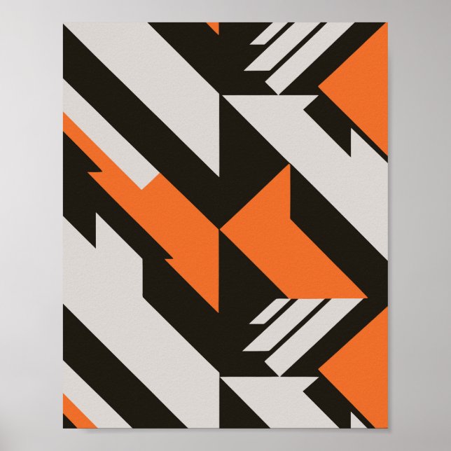 Poster Laranja escuro e Design geométrico preto (Frente)