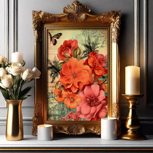 Poster Laranja Floral Botânica