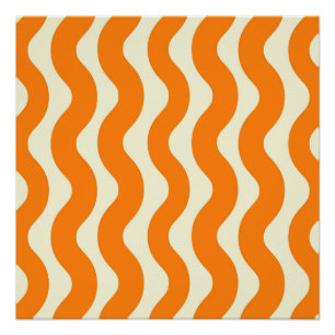 Pôster Laranja Groovy Wavy Stripe Abstrato moderno Primav
