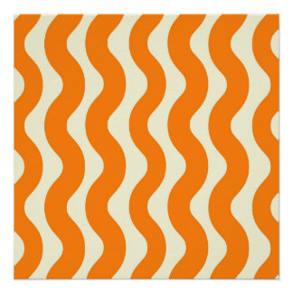 Pôster Laranja Groovy Wavy Stripe Abstrato moderno Primav