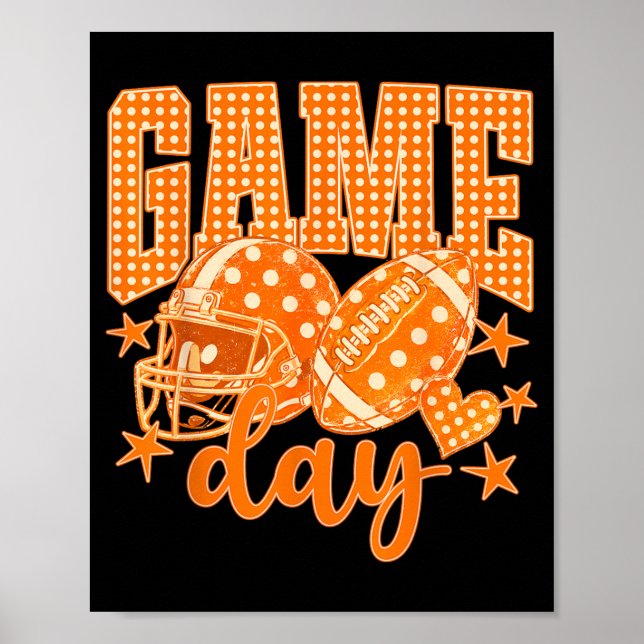 Poster Laranja Jogo de Futebol Dia Polka Dot Touchdown (Frente)