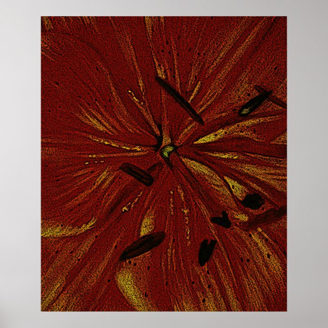 Poster laranja Lily florora arte moderna abstrato (Frente)