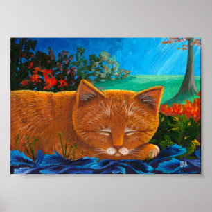 Poster Laranja-Luz Tabby Cat Art