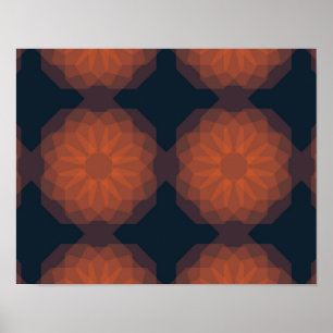 Poster Laranja, moderna abstração geométrica das flore