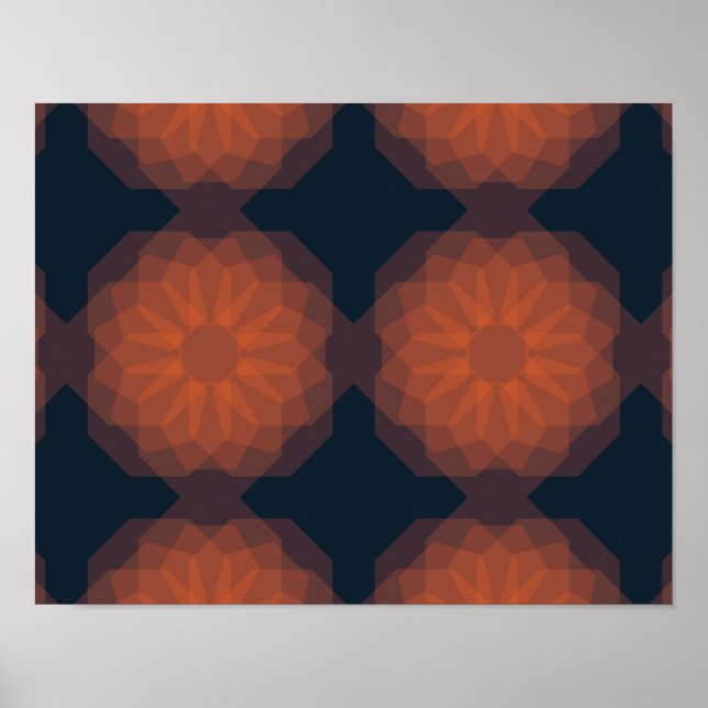 Poster Laranja, moderna abstração geométrica das flores (Frente)