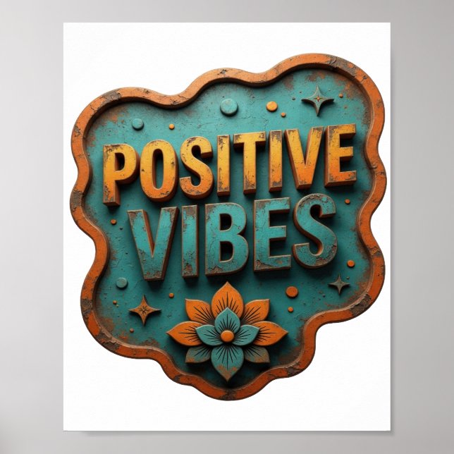 Poster Laranja na Moda VIBRAÇÕES POSITIVAS (Frente)