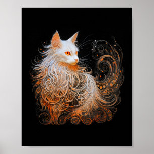 Poster Laranja Persa Gato Cabelo Longo Gatinho Penteado M