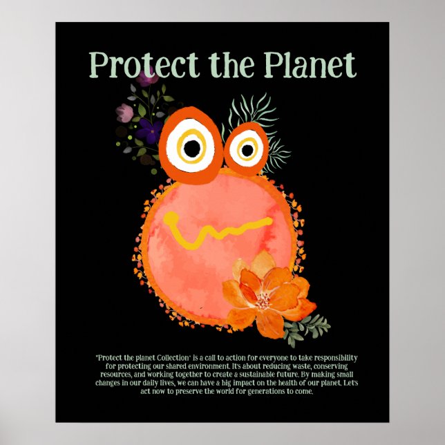 Poster Laranja PROTEGER O PLANETA, SALVAR A TERRA, BONITA (Frente)