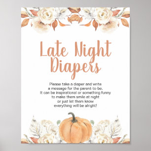 Poster Laranja Pumpkin Russo Floral Fraldas Noturnas Tard