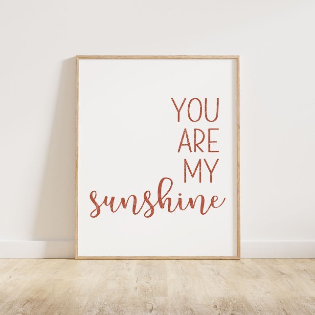 Poster Laranja Queimado Você É Meu Sol (You Are My Sunshine, a minimalist typography quote in a burnt orange distressed texture)