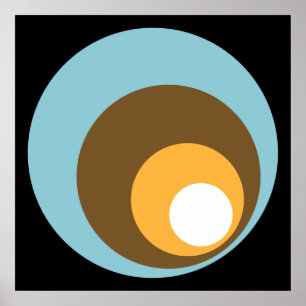 Poster Laranja retro & branco de Brown azul do preto dos
