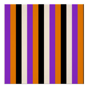 Pôster Laranja Roxo Preto Listra de Halloween