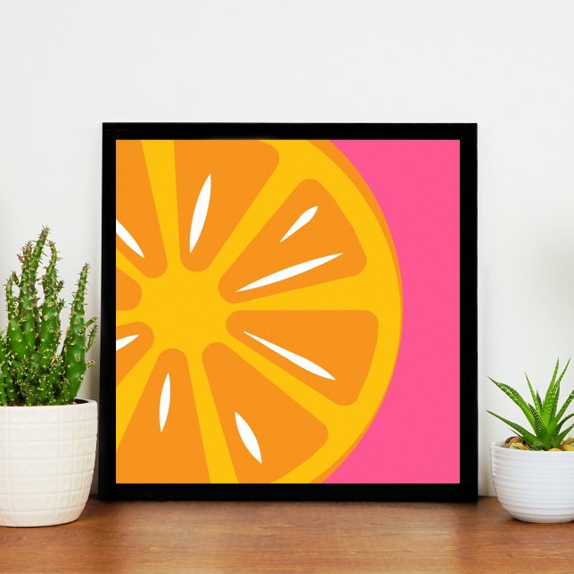 Poster Laranja Simples, Rosa Quente, Fruta de Arte Modern (Criador carregado)