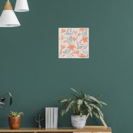 Poster Laranja Suave e Floral Botânico de Pêssego e Salva
