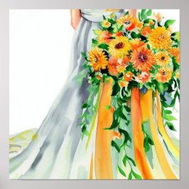 Poster Laranja Sunny, Buquê Bridal em Cascata 2,
