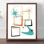 Poster Laranja Turquoise Estrelas Atômicas Boomerang Meio<br><div class="desc">Adicione essa mistura de diversão e cor à sua parede com este fabuloso meio século da era atômica moderna! Este design apresenta quadrados abstrato,  estereótipos e um bumerangue nas cores azul-turquesa,  laranja,  creme,  ouro e preto... tão engraçado!</div>