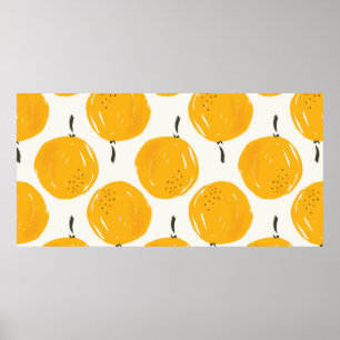 Poster Laranjas aquarelas fruta ilustração manual pinta