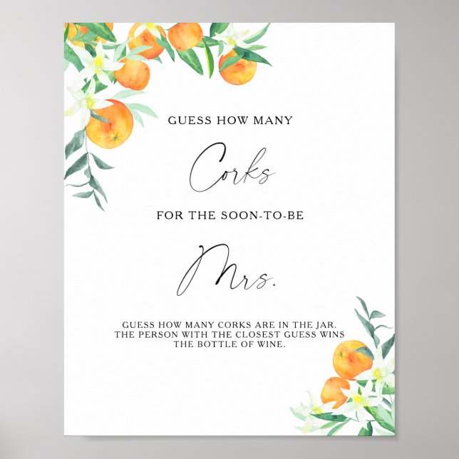 Poster Laranjas de Ramificação - Adivinhem Quantas Corks (Frente)