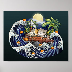 Poster Laranjas de Tosse de Gato de Ano Novo Chinesas