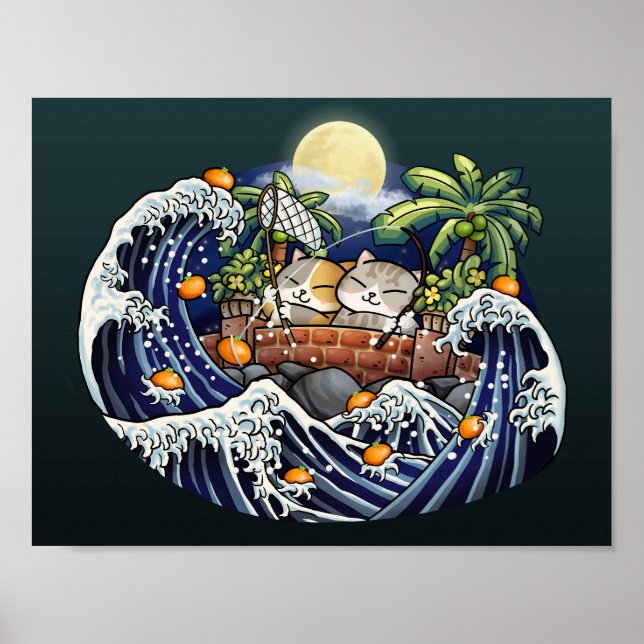 Poster Laranjas de Tosse de Gato de Ano Novo Chinesas (Frente)