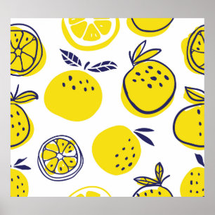Poster Laranjas de Verão: Padrão de Fruta Na moda.