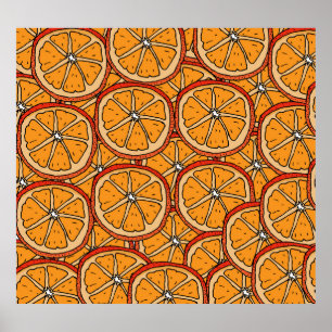 Poster Laranjas Desenhadas À Mão: Sem Costura