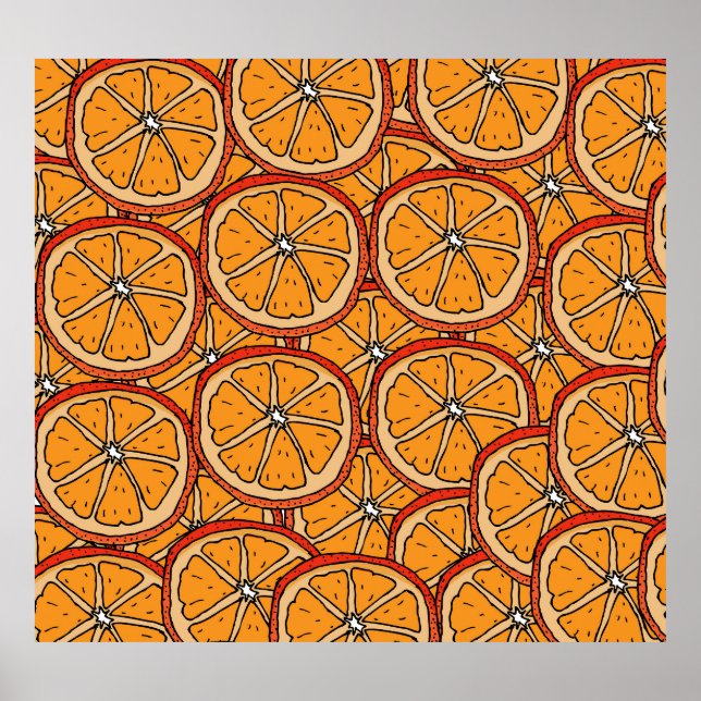 Poster Laranjas Desenhadas À Mão: Sem Costura (Frente)