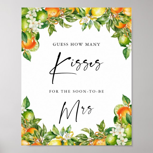 Poster Laranjas Limão Cítrico quantos beijos chá de panel (Frente)