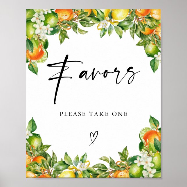 Poster Laranjas limões Citrus bridal showers Favor (Frente)
