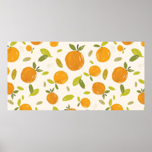 Poster Laranjas pintadas à mão design de fruta de padr