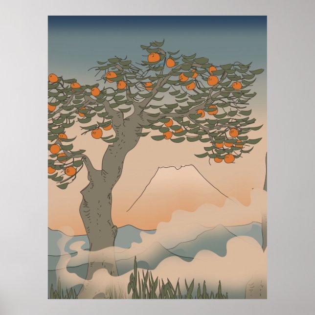 Poster Laranjeira japonesa na névoa (Frente)