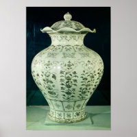Large 'Kuoan' vase decorated with blue flowers
