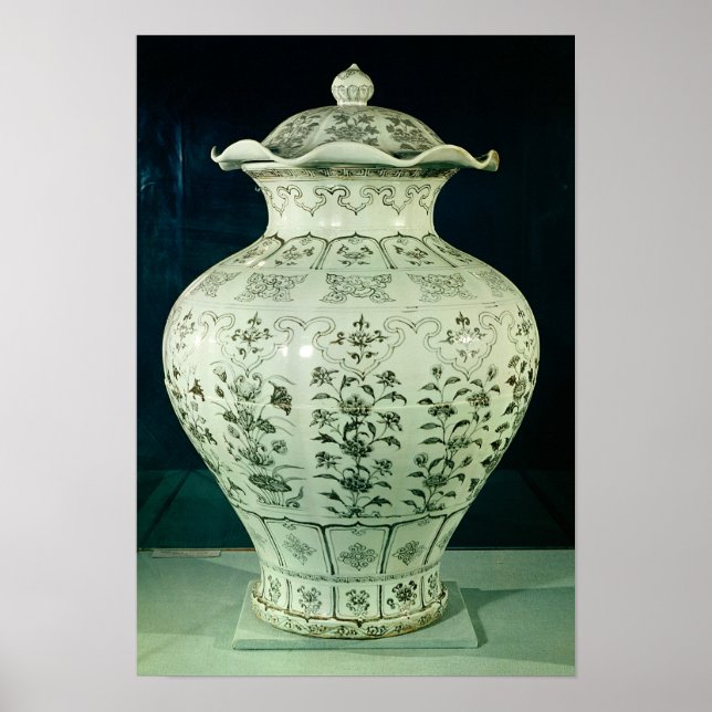 Poster Large 'Kuoan' vase decorated with blue flowers (Frente)
