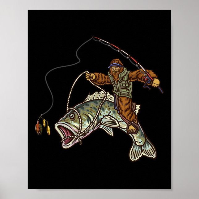 Poster Largemouth Byss Fishing Bigfoot Fisherman  (Frente)