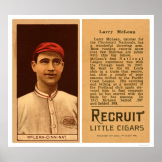 Pôster Larry McLean Reds Baseball 1912