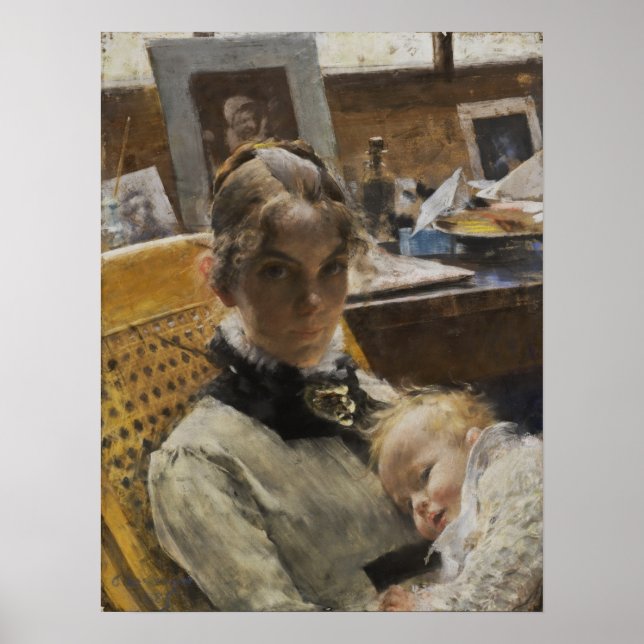Poster Larsson - A Esposa Do Artista E Sua Filha (Frente)