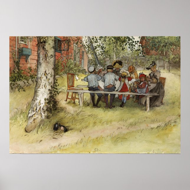 Poster Larsson - Café da Manhã Sob a Grande Bétula (Frente)