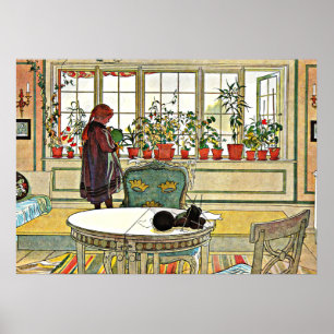 Pôster Larsson - Flores em uma janela