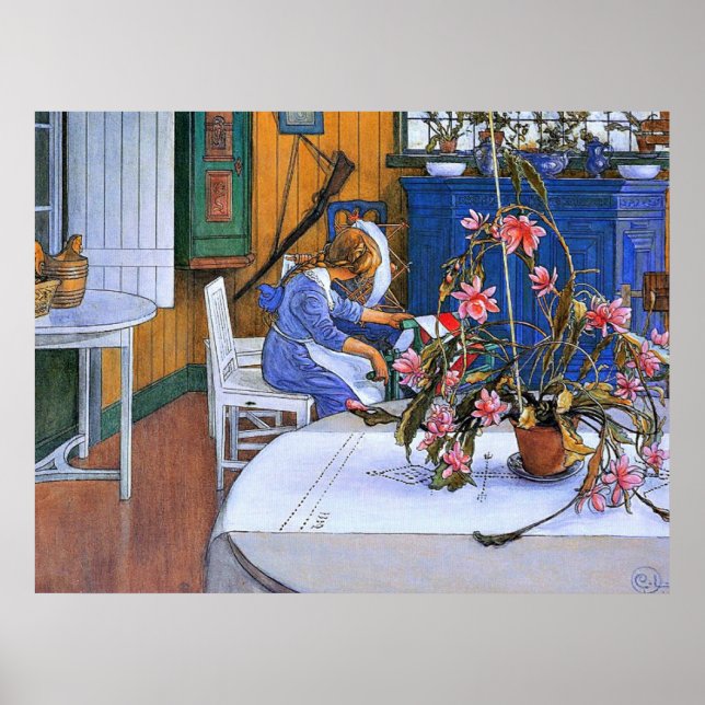 Poster Larsson - Interior com um Cactus (Frente)