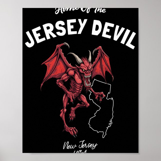 Poster Larva do Diabo de Jersey Nova Jersey EUA Críptido (Frente)
